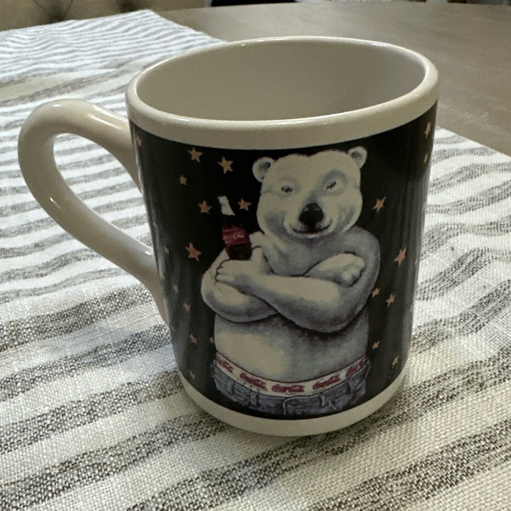 Vtg Coca Cola Polar Bear Coffee Mug Cup 16 oz. 1996
